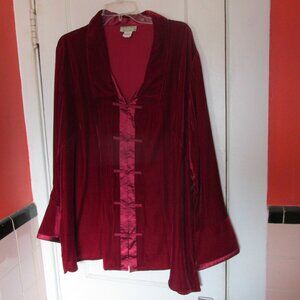 3X Territory Ahead Red Velvet Jacket Asian Military Frog Closure